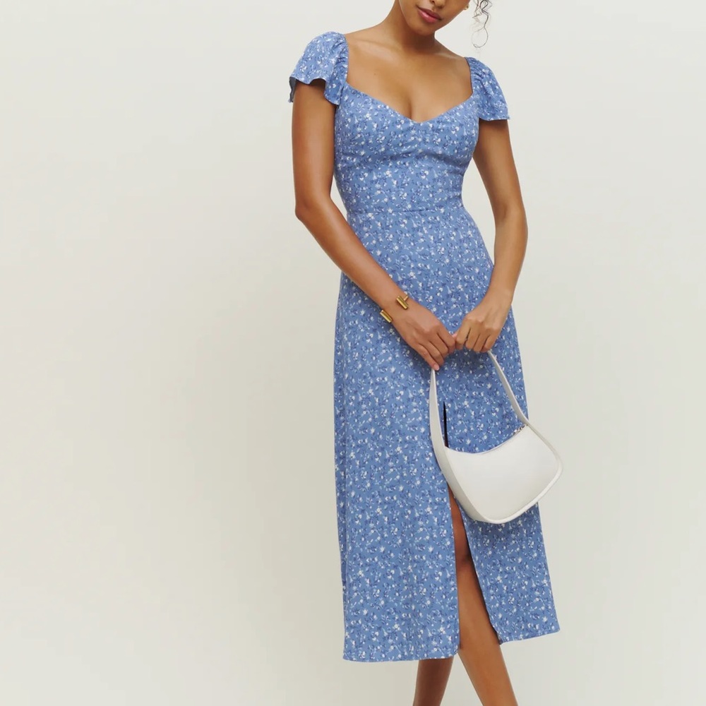 Reformation Baxley dress in Eve